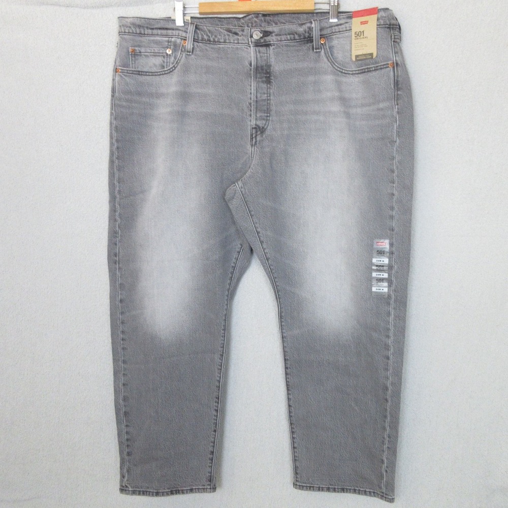 Levi's 501 Original Jeans Women 24W M Grey Straight Leg High Rise Stretch NWT